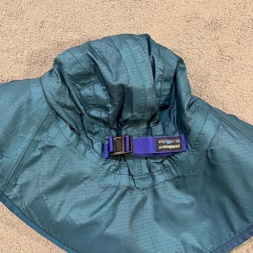 Vintage Patagonia Nylon Mesh Wide Brim Sun Hat Bucket Cap Teal Blue One Size